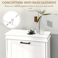 HOMCOM Meuble à chaussures, 2 portes abattants, étagères réglables, pour entrée, couloir, 54 x 24 x 82,5 cm, blanc(m-7)