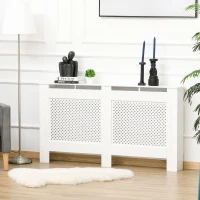 HOMCOM Wooden Radiator Cover Heating Cabinet Modern Home Furniture Grill Style White Painted (Large)(m-8)