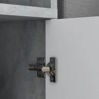 HOMCOM Mobile da Ingresso 4 in 1 con Specchio, Ganci e Ripiani Interni, in Legno, 145x29x184 cm, Grigio e Bianco(m-9)