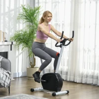 SPORTNOW Quiet Exercise Bike with 8-Level Magnetic Resistance and Heart Rate Sensor, for Home Gym, White and black(m-2)