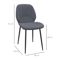 HOMCOM Velvet Dining Chairs Set of 2, 2 Piece Dining Room Chairs with Backrest, Padded Seat and Steel Legs, Dark Grey(m-3)