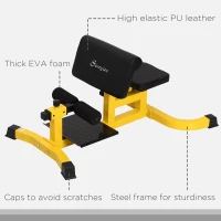 HOMCOM Squat Bench Trainer Sit Up Machine Multifunctional Equipment Abdomen and Leg Strength Indoor Household Fitness Device Yellow(m-7)