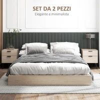 HOMCOM Set 2 Comodini Stile Nordico con Cassetto e Base Rialzata, in Legno, 40x40x50 cm, color Quercia(m-4)
