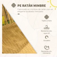 Outsunny Sillón de Ratán PE en Forma de Huevo con Reposacabezas Acolchado Cojín y Marco de Acero 89x75x143 cm Arena y Negro(m-4)