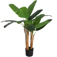 HOMCOM Planta Artificial Bananera de 120 cm con Maceta y 15 Hojas Realistas Planta Tropical Sintética para Decoración Interior(m-9)