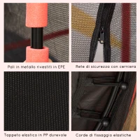 HOMCOM Tappeto Elastico per Bambini 3-10 Anni con Rete di Sicurezza e Pali Imbottiti, Φ163x163cm(m-6)