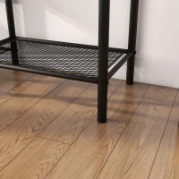 HOMCOM Appendiabiti da Terra a 6 Ganci in Truciolato e Acciaio con Mobile Scarpiera Portaoggetti, 92.5x28.2x182 cm(m-9)