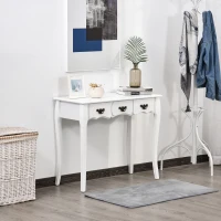 HOMCOM Console Style Table de drapier néo-rétro 3 tiroirs dim. 90L x 40l x 75H cm MDF Bois Massif pin Blanc(m-2)