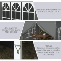 Outsunny Carpa Plegable Pop-up 3x3 m con 4 Paredes Laterales Anti-UV y Bolsa de Transporte Gris(m-8)