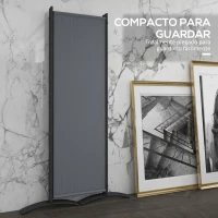 Outsunny Biombo de 4 Paneles Separador de Ambientes Plegable 221x172 cm Biombo Exterior para Terraza Patio Jardín Gris Oscuro(m-7)
