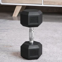 HOMCOM 2x17.5kg Rubber Hex Dumbbell Portable Hand Weights Dumbbell Home Gym Workout Fitness Hand Dumbbell(m-2)