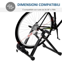 HOMCOM Rulli per Bici da Corsa Pieghevole in Acciaio, Rullo per Bicicletta Allenamento Salvaspazio per Casa, 54.5x47.2x39.1cm Nero(m-5)