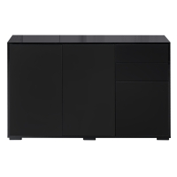 HOMCOM Buffet meuble de rangement 2 tiroirs coulissants 3 portes étagère réglable panneaux de particules 117 x 36 x 74 cm noir
