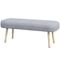 HOMCOM Panca Imbottita Fondo Letto in Tessuto con Gambe in Acciaio Effetto Legno, 114x38x45cm, Grigio(m-10)