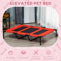 PawHut Raised Dog Bed Cooling Elevated Pet Cot with Breathable Mesh for Indoor Outdoor Use Red, XX Large, 122 x 92 x 23cm(m-4)