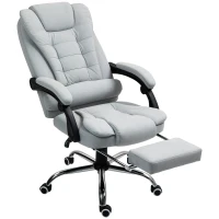 HOMCOM Linen-Look Adjustable Office Chair - Light Grey(m-11)