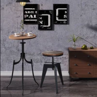 HOMCOM Sgabello da Bar Alto in Stile Industriale Regolabile in Altezza, Metallo e Legno, 39x41x49-64cm Marrone e Nero(m-2)