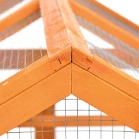 PawHut Gabbia per Galline in Legno con Porte Multiple e Rete in Metallo, 140x88.5x106cm, Arancione(m-8)