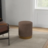 HOMCOM Soft Padded Corduroy Footstool - Light Brown(m-8)