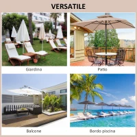 Outsunny Ombrellone da Giardino 3x3 m con Doppio Tetto in Poliestere, Palo e Stecche in Metallo, Beige e Nero(m-8)