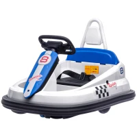 HOMCOM 6V Electric Kids Bumper Car, 6V Spin Waltz Car, with Music, Horn, Lights - White(m-11)