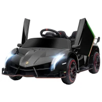 HOMCOM Lamborghini Veneno Licensed Electric Ride-On Car, with Remote, Music, Horn - Black(m-11)
