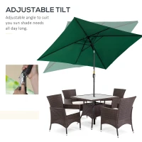 Outsunny 3x2m Patio Parasol Garden Umbrellas Canopy with Aluminium Tilt Crank Rectangular Sun Shade Steel, Green(m-4)