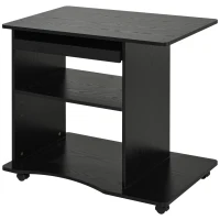 HOMCOM Mobile Small Office Computer Desk PC Table Home Workstation with Slide-Out Keyboard Tray, Adjustable Shelf, CPU Stand, 0.8m, Black(m-11)
