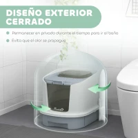 PawHut Arenero Cerrado para Gatos con Entrada Frontal Salida Superior Bandeja Extraíble y Pala 40,5x52,5x42,5 cm Blanco y Gris(m-4)