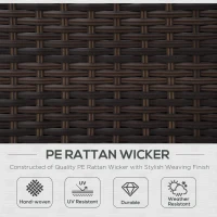 Outsunny Single Seater Rattan Chair, PE Wicker Garden Armchair with 10 cm Thickened Cushion, All-Weather Rattan Garden Chair with Armrests, Brown(m-4)