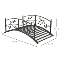 Outsunny Pont de jardin pont de bassin décoration du jardin dim. 119L x 67l x 47H cm avec balustrade motif de vigne acier noir(m-3)