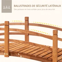 Outsunny Pont de Jardin en Bois Décoration du Jardin dim. 185L x 72l x 58H cm avec Balustrade - Bois de Sapin - Orange(m-4)