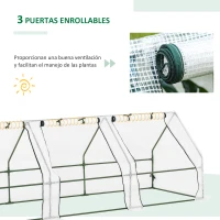 Outsunny Invernadero de Exterior Invernadero de Jardín 270x90x90 cm Tipo Caseta con 3 Ventanas Marco de Acero y Cubierta de PE 140g/㎡ para Cultivo Plantas Flores Tomates Blanco(m-7)