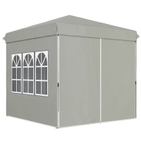 Outsunny Gazebo da Giardino Pop Up con 2 Finestre e Gambe Regolabili, in Metallo e tessuto Oxford, 248x248x270 cm, Grigio(m-10)