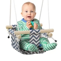 AIYAPLAY Balançoire pour bébé siège bébé balançoire avec barre de sécurité et corde réglable de 110 à 180 cm en tissu bleu(m-1)