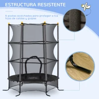 HOMCOM Trampolín para Niños de +3 Años Ø163 cm con Red de Seguridad y Marco de Acero Carga 50 kg para Interior y Exterior Negro(m-5)