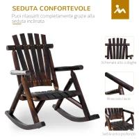 Outsunny Sedia a Dondolo da Giardino Adirondack in Stile Country, Legno di Abete 97x69x93cm Colore Carbonizzato(m-5)