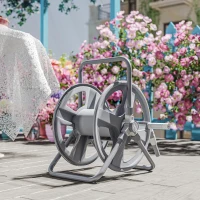 Outsunny Avvolgitubo da Giardino a Parete e Autoportante per 40m di Tubo con Manovella, Grigio(m-7)