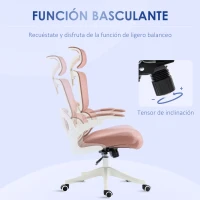 Vinsetto Silla de Malla Giratoria Silla de Escritorio Basculante con Respaldo Alto Reposacabezas Reposabrazos 62x58x133 cm Rosa(m-7)