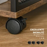 HOMCOM Support d'imprimante - caisson organiseur bureau - placard porte, 2 niches, grand plateau - panneaux particules coloris boisé métal noir(m-4)