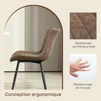 HOMCOM Lot de 2 chaises de salle à manger design moderne et capitonné pour salon, salle à manger, chambre à coucher, marron(m-5)