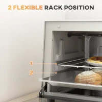 HOMCOM Mini Oven, 9L Countertop Electric Grill, Toaster Oven with Adjustable Temperature, Timer, Dishwasher Safe Baking Tray and Wire Rack, 750W, Cream(m-5)