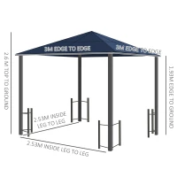 Outsunny 3 x 3(m) Hardtop Gazebo Canopy with Polycarbonate Roof, Steel & Aluminium Frame, Garden Pavilion with Mosquito Netting and Curtains, Black(m-3)