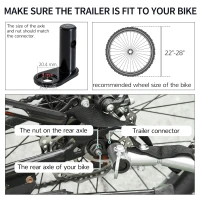 HOMCOM Bike Trailer Cargo in Steel Frame Extra Bicycle Storage Carrier with Removable Cover and Hitch (White and Black)(m-7)