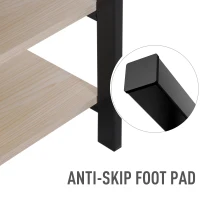 HOMCOM 4 Hooks Wooden Garment Rack Freestanding Coat Rail Storage Shelves Metal Tidy Shoes Clothes Stand Entryway Furniture - 60L x 40W x 175H (cm)(m-5)