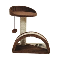 PawHut Cat Tree Scratching Scratcher Post Kitten Activity Centre Climber Hanging Ball Brown(m-8)