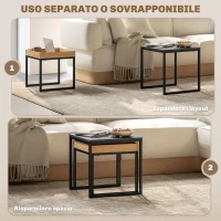 HOMCOM Set 2 Tavolini da Caffè Moderni con Gambe a U, in Legno e Acciaio, 45x45x45 cm e 40x40x40 cm, Nero(m-4)