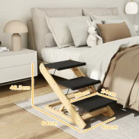 PawHut Adjustable Dog Steps Dog Ramp, 3-Step Non-slip Pet Stairs for Medium Sized Dogs, Foldable Dog Stairs for Bed Sofa(m-3)