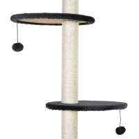 PawHut Arbre à chat poteau à griffer hauteur réglable dim. 55L x 45l x 240-260H cm 7 niveaux d'activités variées gris foncé(m-4)