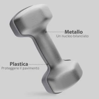 SPORTNOW Set 2 Manubri Esagonali da 2x10 kg in Metallo e Plastica con Impugnatura Antiscivolo, 26x12x12 cm, Grigio(m-5)